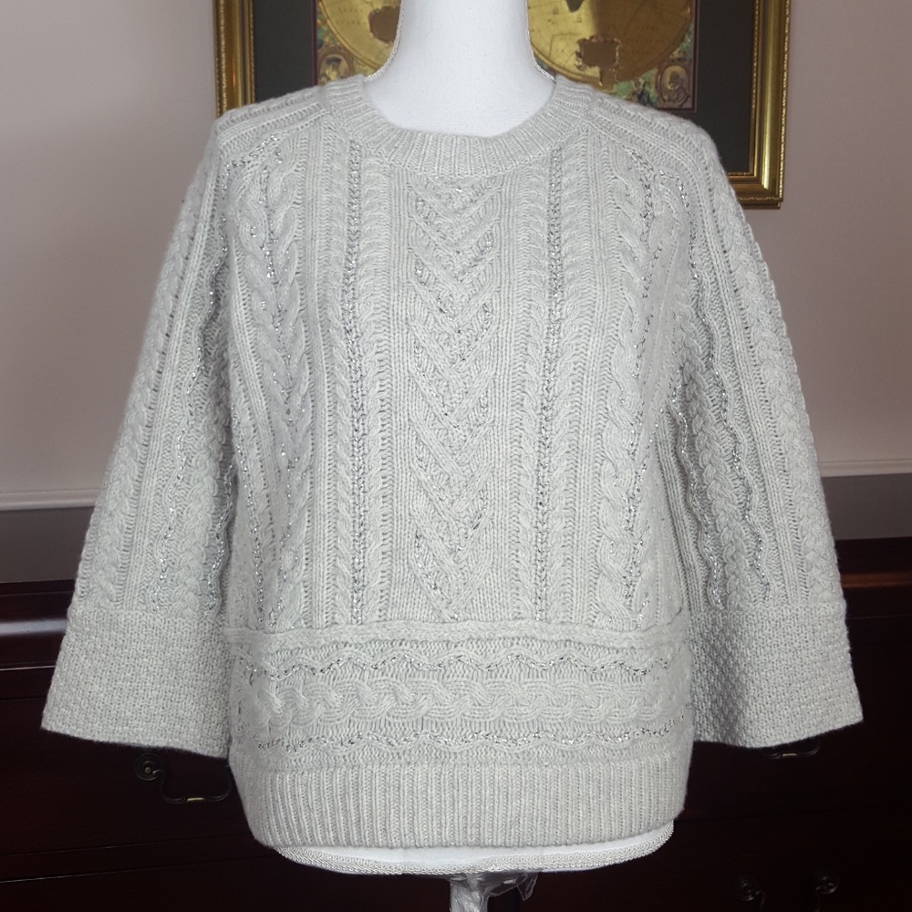 Sundance Gray Silver Lambswool Sweater Small